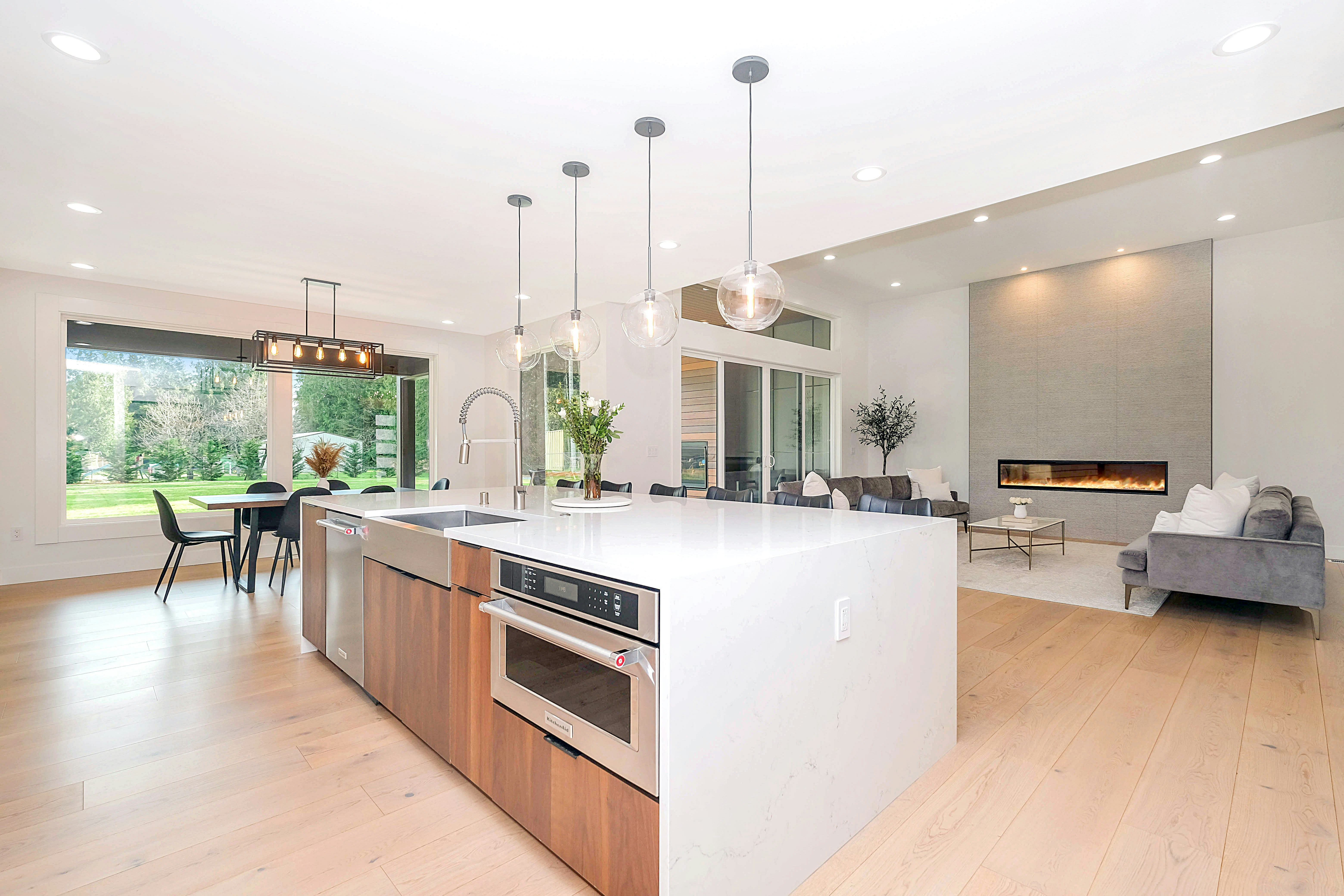 Luxury open concept kitchen and living